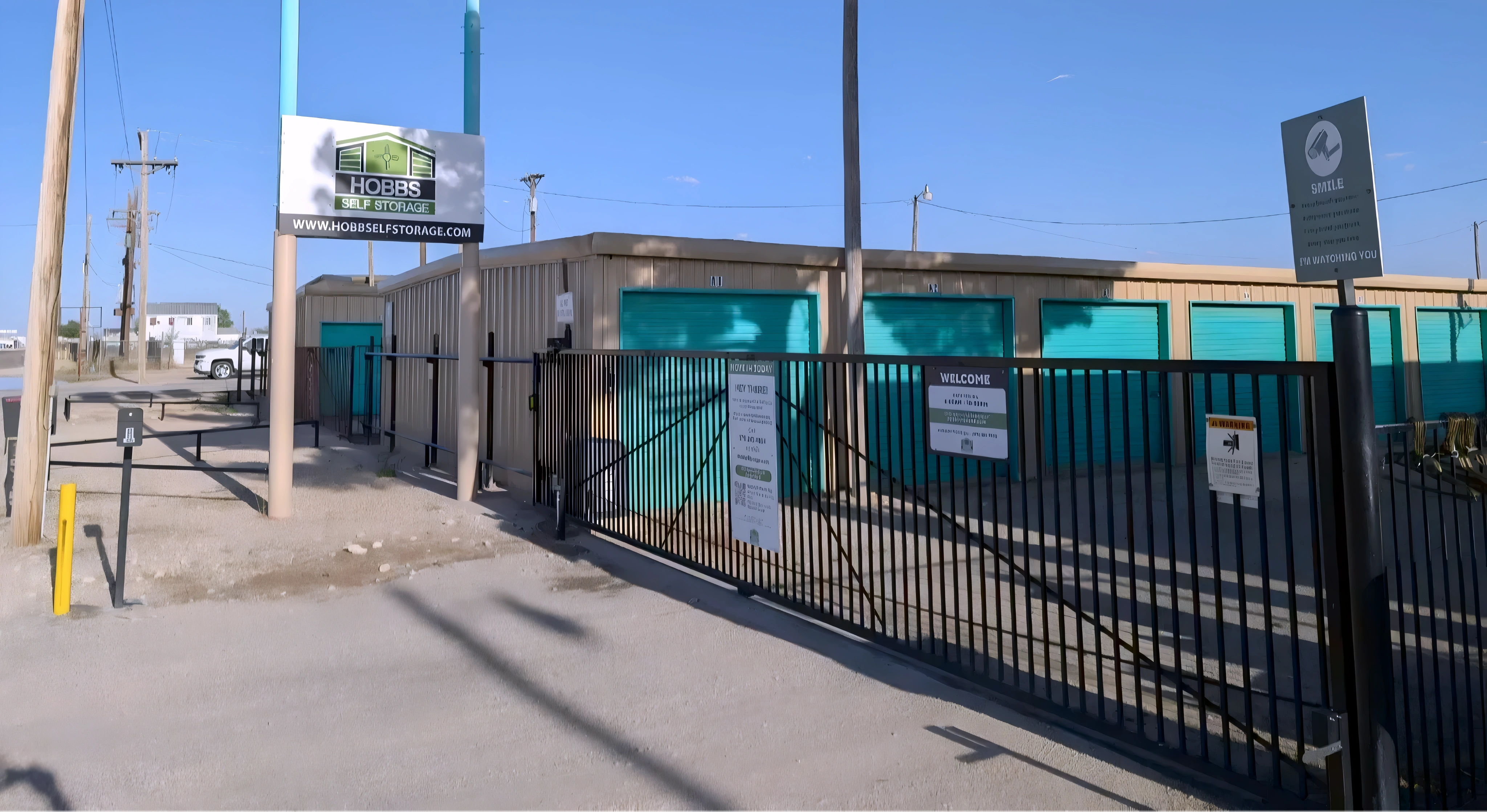 Hobbs, NM self storage with security fence at West Broadway Place, 88240